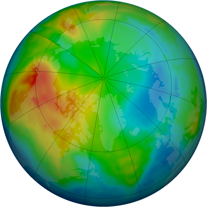 Arctic ozone map for 22 December 2012